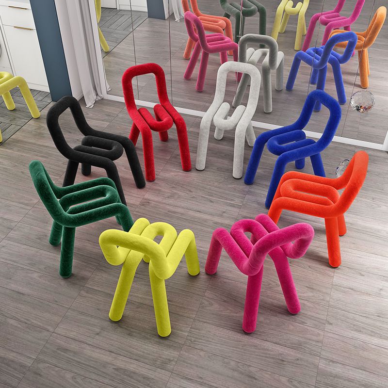 Silla de terciopelo de estilo moderno, juego de sillas laterales con respaldo abierto para cocina y comedor