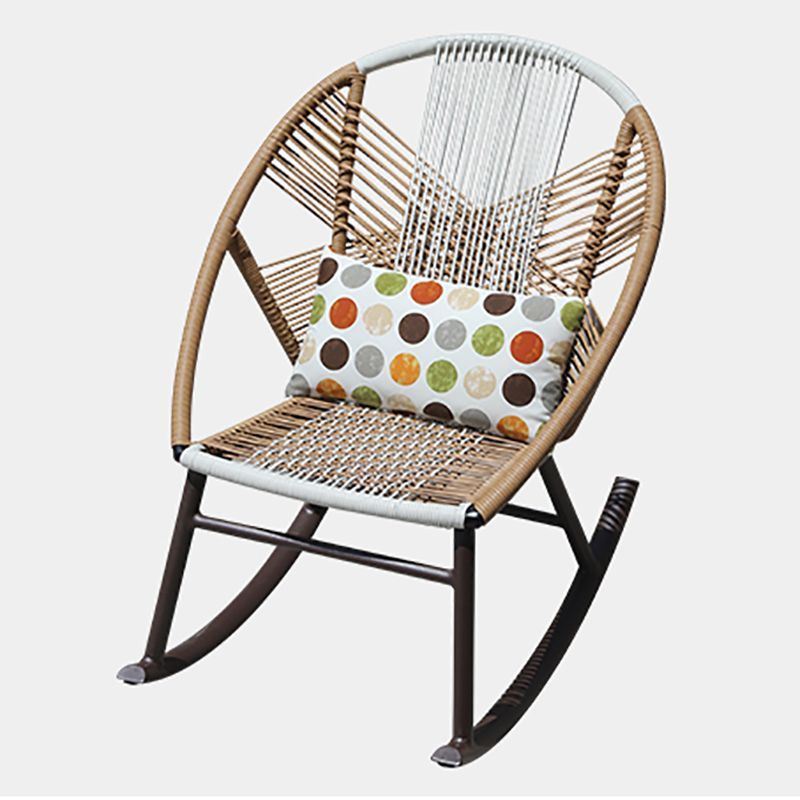 Contemporary Rocking Chair Wicker Spindle Backrest Metal Chair Legs Porch Rocking Chair