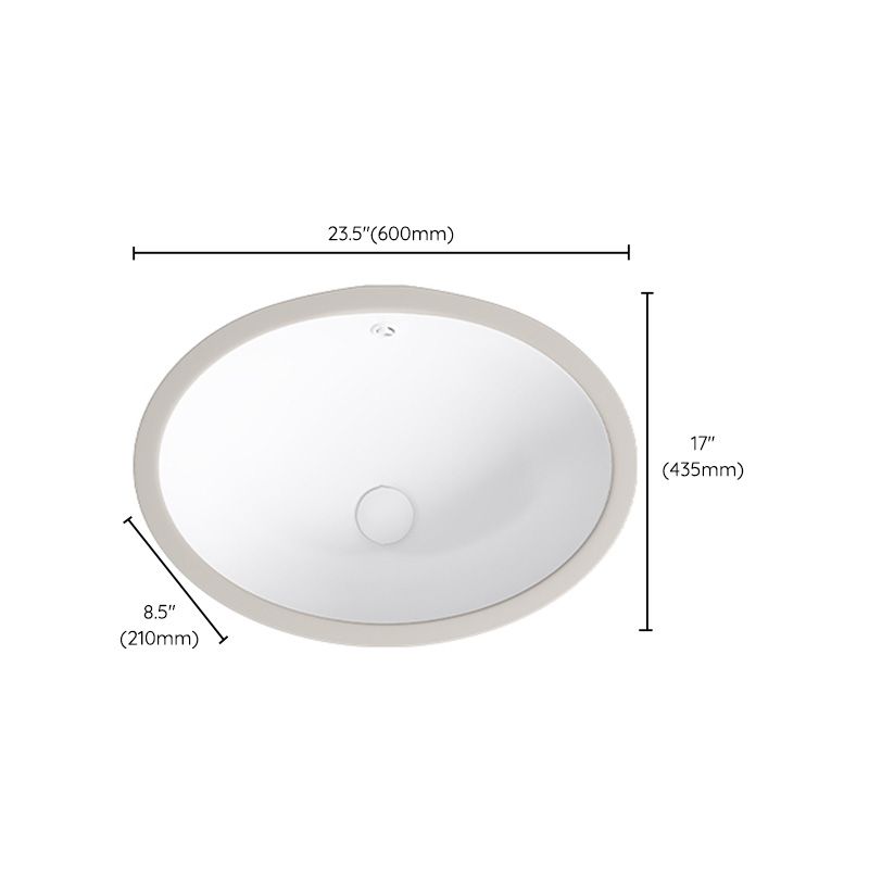 Modern Bathroom Sink Pop-Up Drain Porcelain Solid Color Oval-Shape Vessel Lavatory Sink