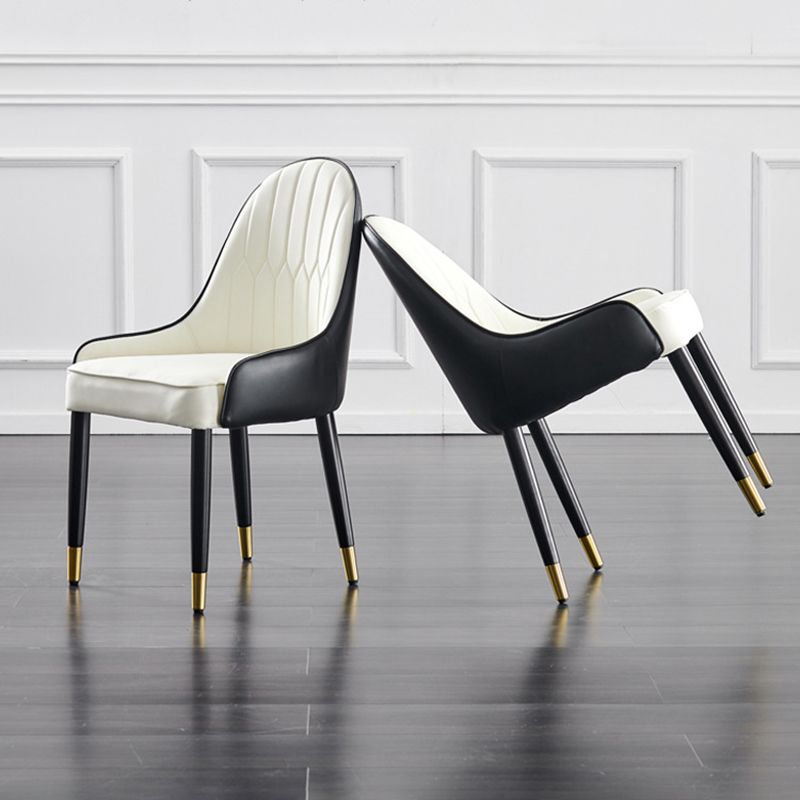 Contemporary Side Chair Upholstered Armless Faux Leather Dining Chairs