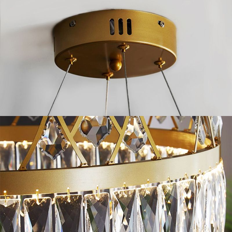Luci del lampadario a corona contemporanea Luci a soffitto a sospensione cristallina per soggiorno
