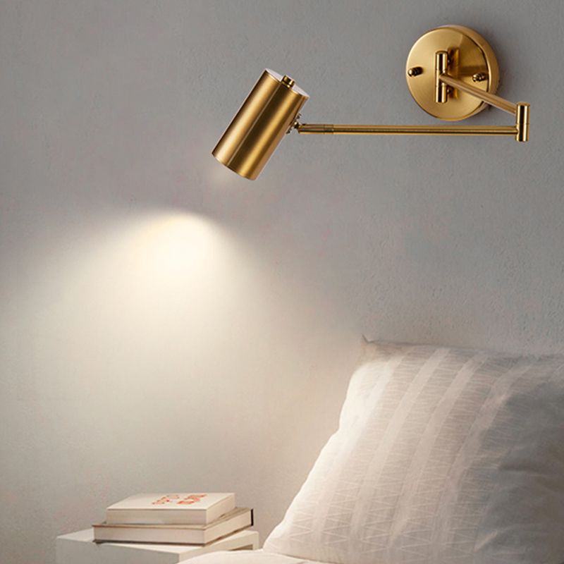 Half Cylinder Shade Swing Arm Wall Lighting Modern Style Metal 1 Light Sconce Lamp