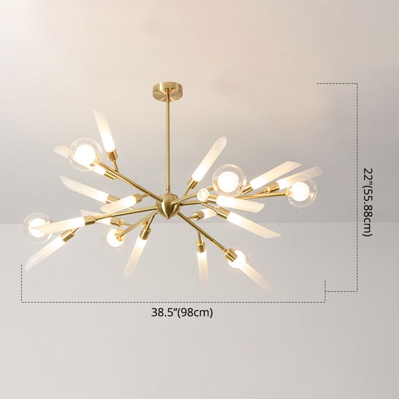 Post-Modern Metal Starburst Hanging Chandelier Light Glass Shade Ceiling Chandelier for Living Room