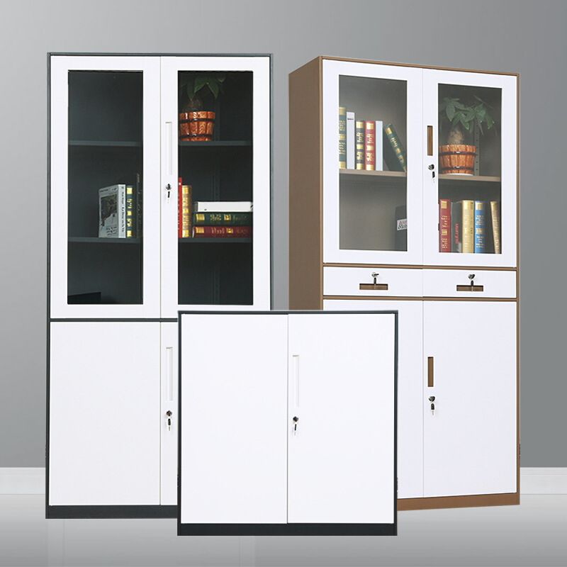 Modern Stainless Steel Bookcase Standard With Doors Shelf for Home Office