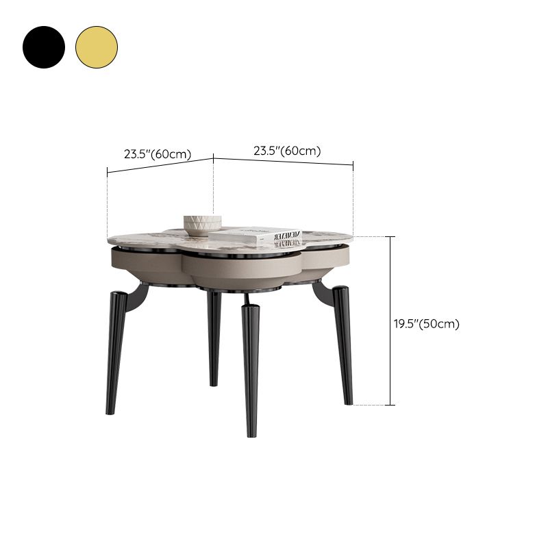 Luxurious Metal Side Table Stone 4 Legs Sofa Side Accent Table