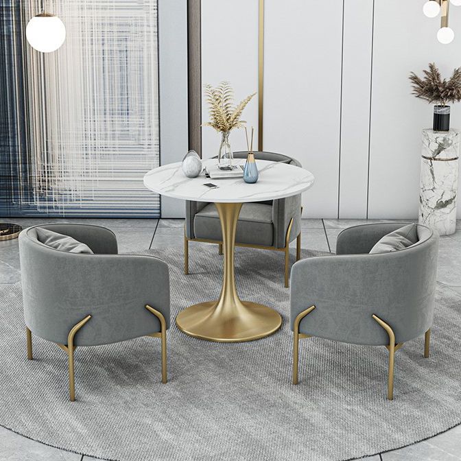 Traditional Luxury Round Dining Site Table Stone Home Furniture with Tulip Base
