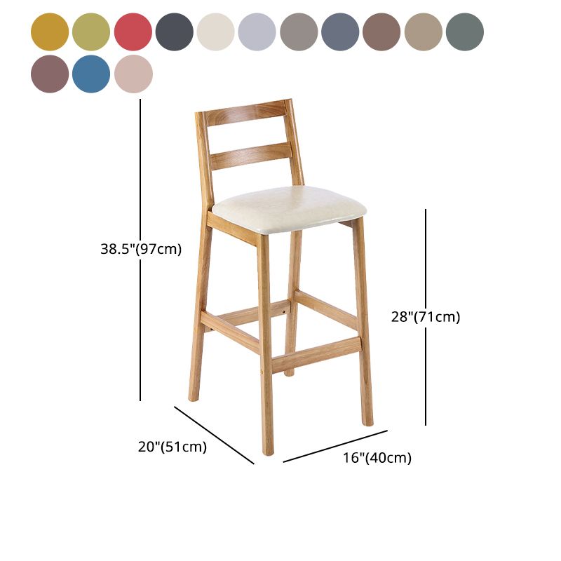 Taburete de bar y mostrador de madera maciza moderno, taburete de bar con respaldo bajo y patas de madera