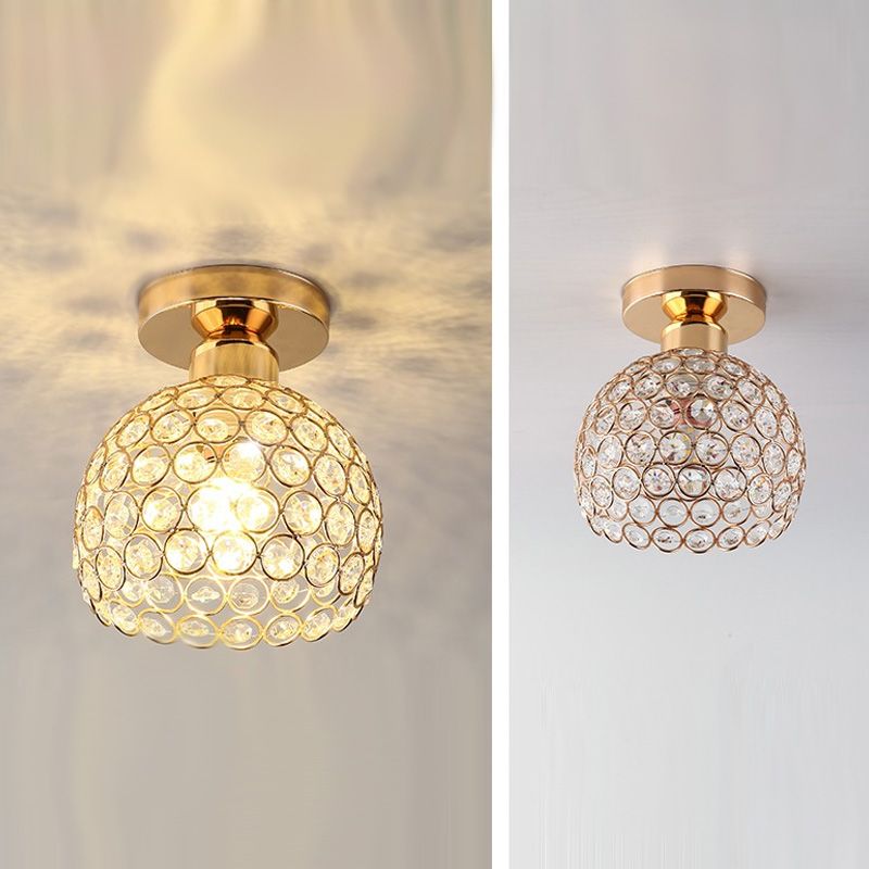 Plafón de techo redondo para pasillo, luz empotrada de cristal, estilo nórdico, 1 luz, color blanco