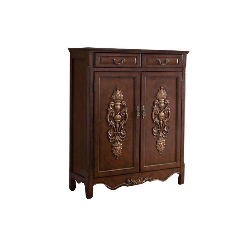 Industrial Accent Cabinet with 2 Doors and 2 Drawers in Solid Wood