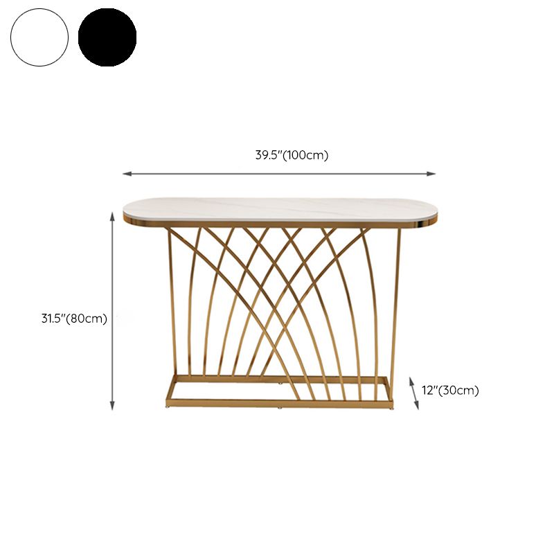 31.5-inch Tall Oval Console Table 1-shelf Stone Accent Table