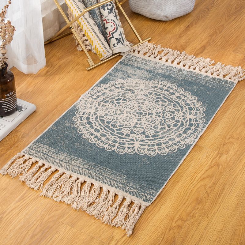 Rapis boho multi-couleurs Mélange de coton Southwestern Modèle Tapis à main le tapis lavable de machine à main avec gland pour la décoration