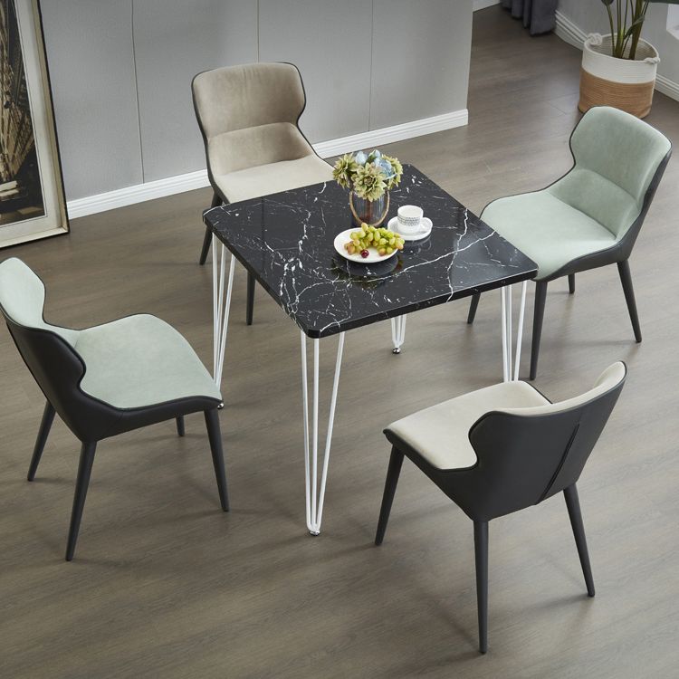 Square Sintered Stone Three-Color Dining Table Industrial 4 Legs Table for Dining Room