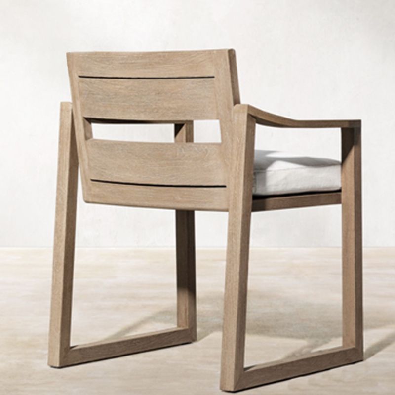 Modern Dining Side Chairs Solid Wood Natural RemovableUV Protective Finish Cushion
