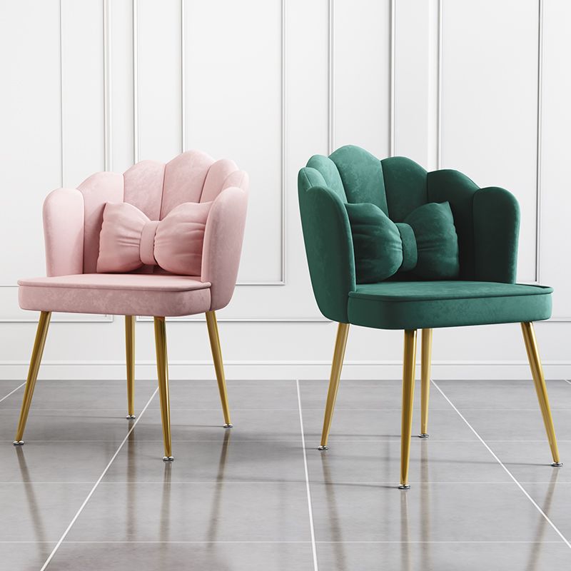 Glam Style 16.5'' Wide Dining Room Chair Solid Back Chair with 4 Metal Legs for Home Use