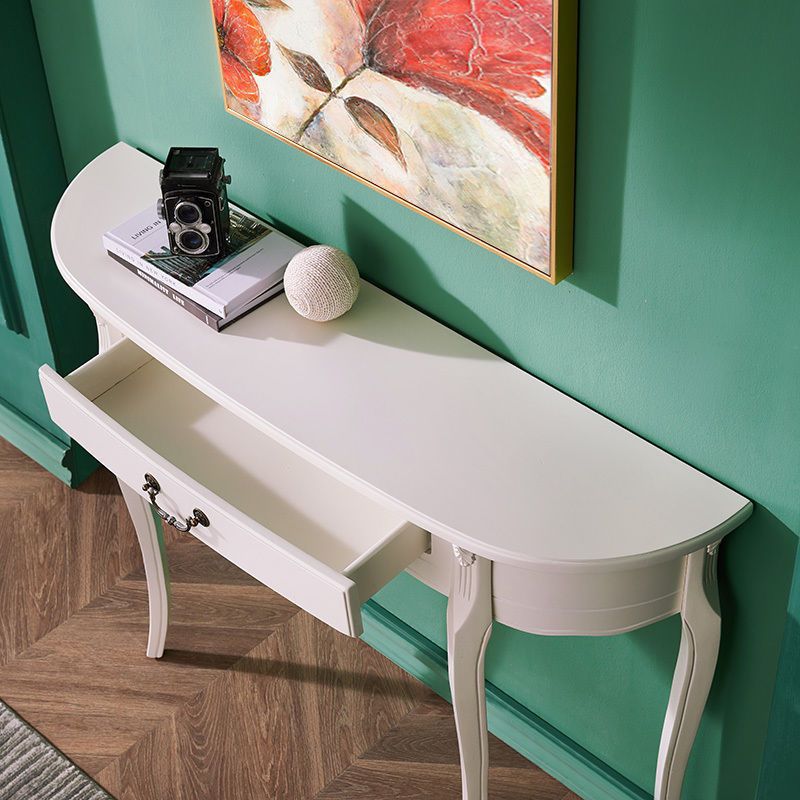 Mid-Century Modern Console Table with 1 Drawer and 4 Wooden Legs