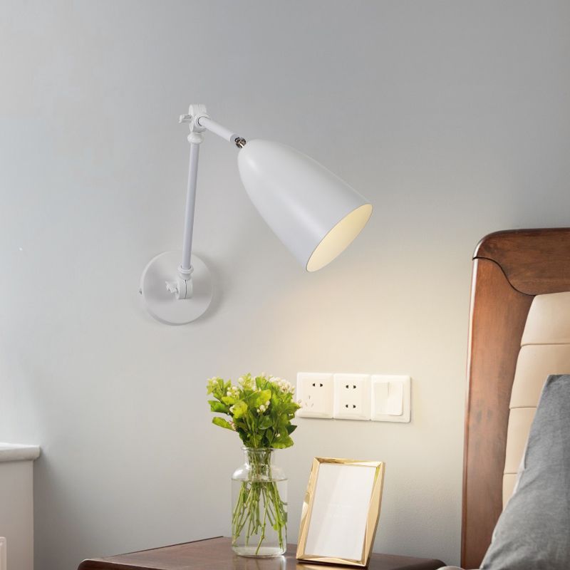 Metal Geometric Shade Wall Lighting Modern Style 1-Light Swing Arm Sconce Lamp