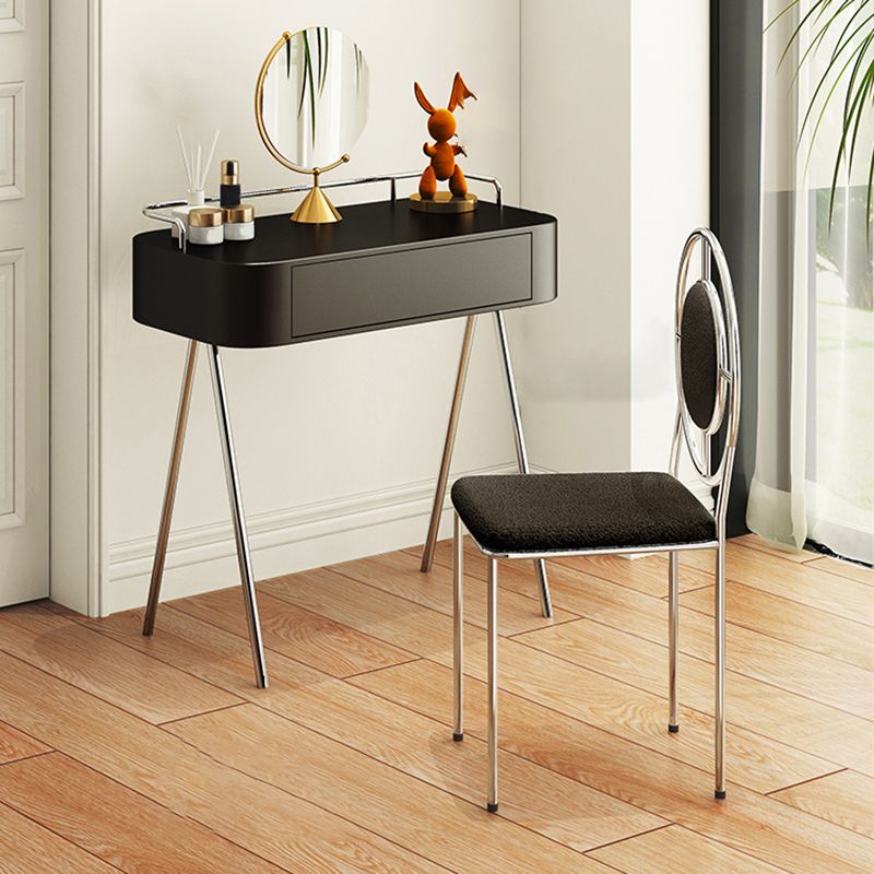 Wooden Contemporary Makeup Vanity Desk Table With Drawer in Black