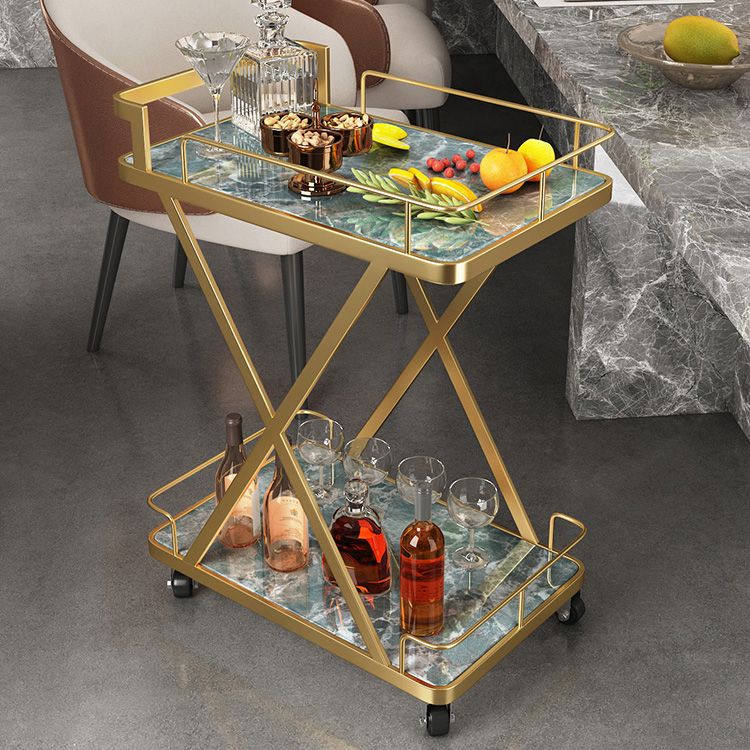 Modern Open Storage Kitchen Trolley Rectangle Dining Room Prep Table