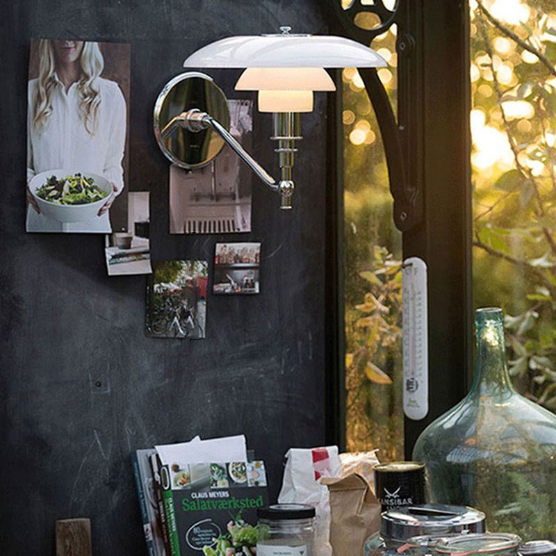 Modern Metal LED Flush Mount Wall Sconce 1-Light Wall Sconce Lights with Grass Shade