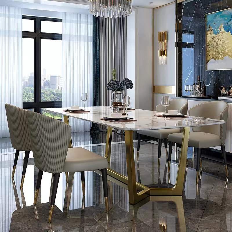 Contemporary Sintered Stone Dining Table Set 1/4/5/6/7 Pieces Dining Set for Home