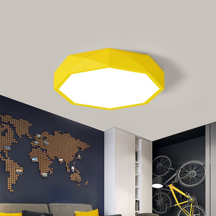 Lámpara de techo LED con forma octogonal moderna, soporte empotrado de 1 luz de hierro para comedor y dormitorio