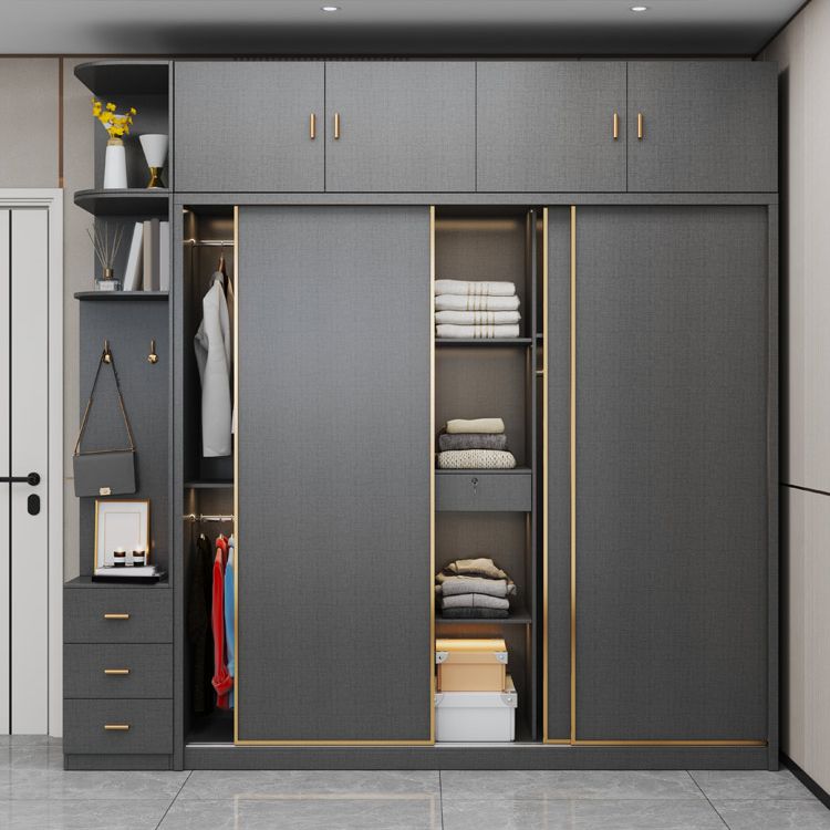 Bedroom Sliding Door Storage Cabinet Manufactured Wood Modern Cabinet