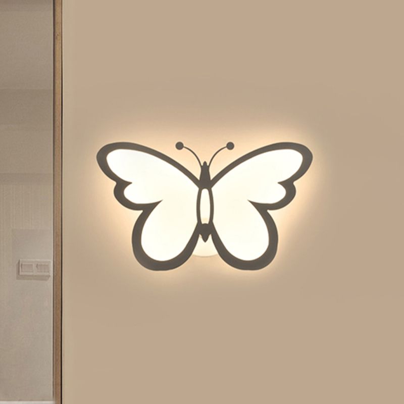 Luces modernas de 1/3 luces LED Lámpara de pared de pared de mariposa acrílica blanca en blanco/luz natural