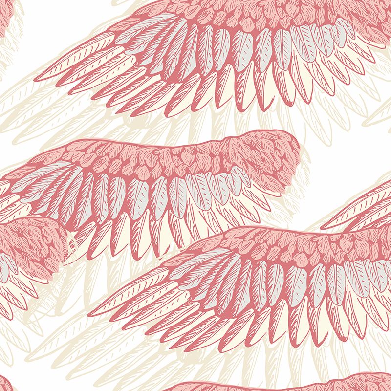 Non-Woven Decorative Wall Mural Modern Bird Wings Wall Covering for Girls Bedroom