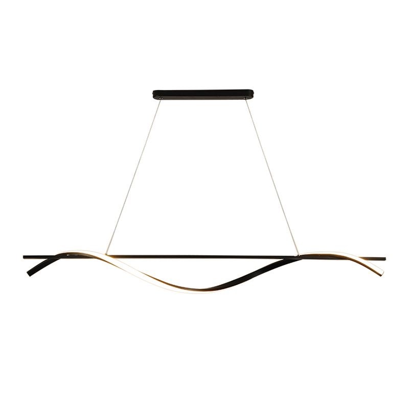 1 Light Linear Island Lights Contemporary Metal Island Chandelier with Acrylic Shade