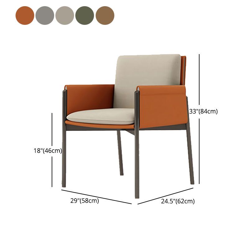 Upholstered Matte Finish Dining Chair Designer Style Home Solid Back Arm Chair