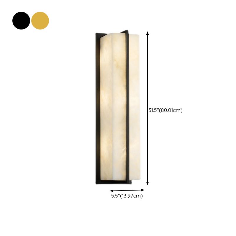 Modern Wall Lamp Square Shape Wall Mount Lamp with Stone Shade for Bedroom