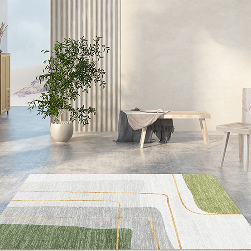 Green Modern Rug Polyester Color Piece Rug Washable Area Rug for Living Room