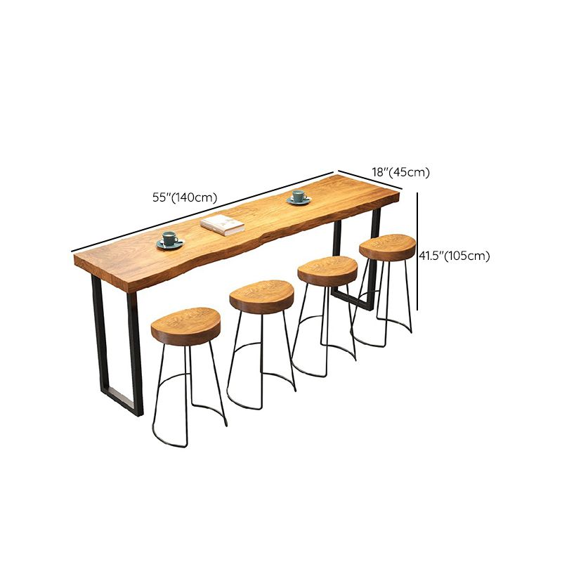 Industrial Bar-height Table Solid Wood Top Bistro Pub Table with Black Base