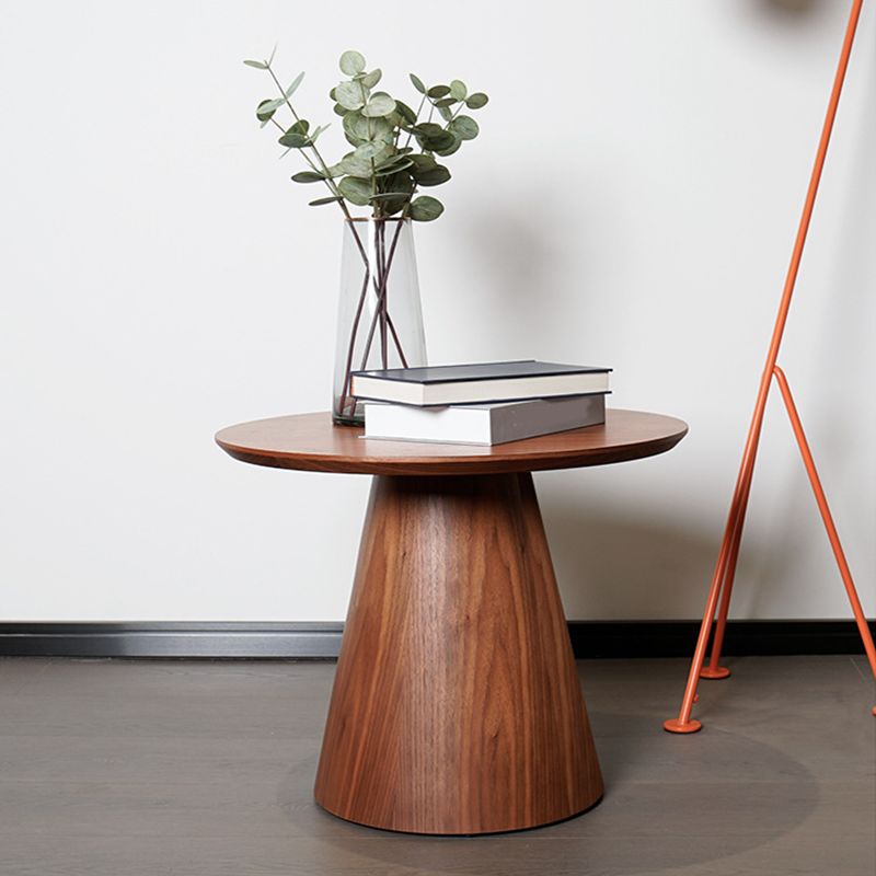 Contemporary Living Room Round Pedestal Solid Wood End Table