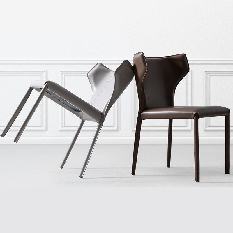 Faux Leather Dining Chairs Modern Style Wingback Armless Chair