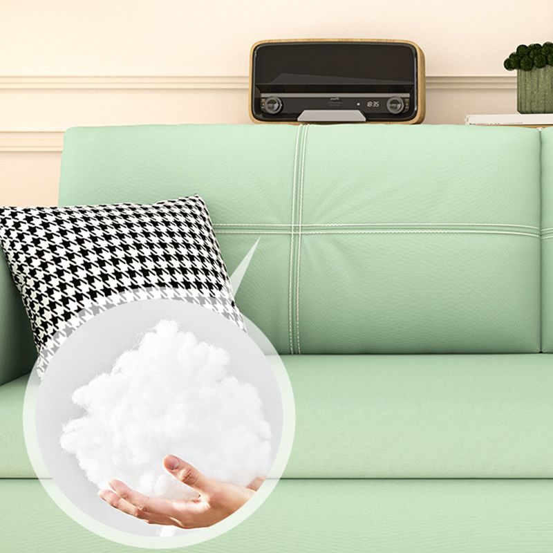 Pillow Back Scandinavian Sleeper Sofa Bonded Leather Green Futon Sofa Bed