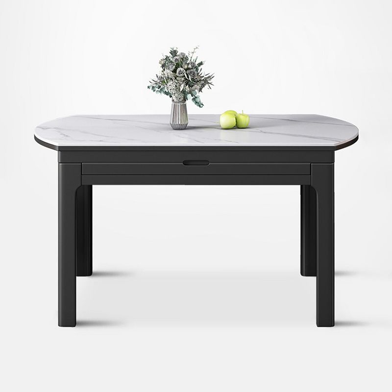 Modern Extendable White Dining Table Sintered Stone Round Shape Dining Table for Kitchen