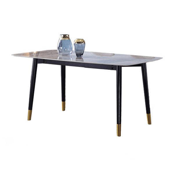 Rectangle Grey Tone Dining Table Sintered Stone Table Luxury with 4 Legs