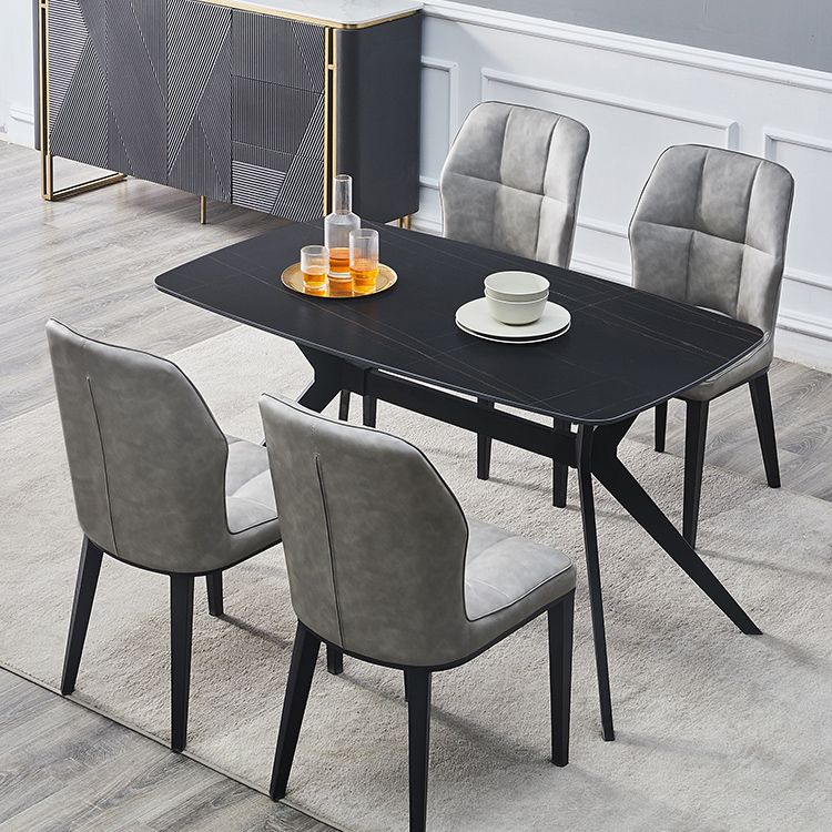 Sillas de comedor de cuero contemporáneas con respaldo lateral y patas de metal para uso en restaurantes