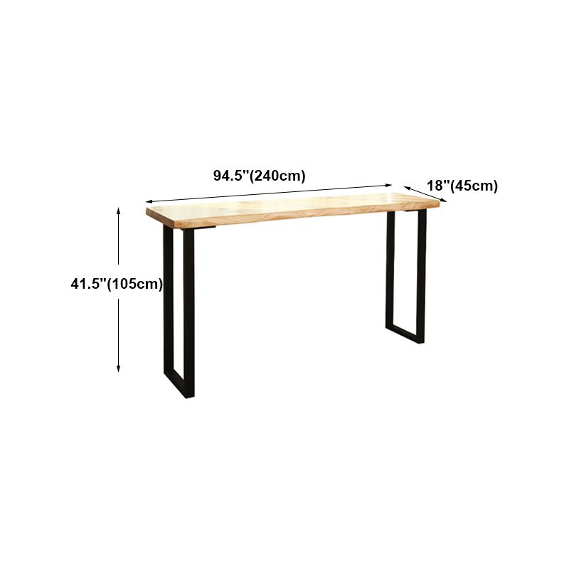 Modern Rectangle Bar Dining Table Wood Sled Bar Height Pub Table with Iron Base