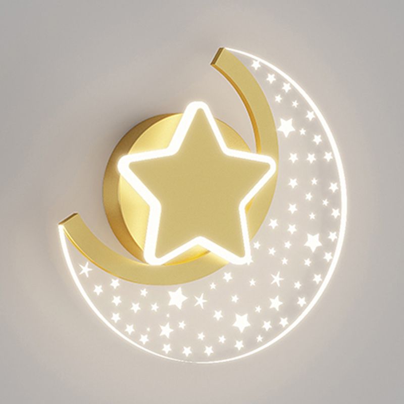 Iron and Acrylic LED Wall Light in Gold and Clear Minimalist Wall Sconce