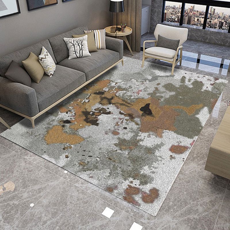Brown and Grey Casual Rug Polyester Abstract Print Rug Washable Area Rug for Living Room