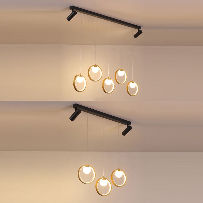 Contemporánea LED PIEL PIELLA Luz de la isla Black Circle Light con sombra de metal