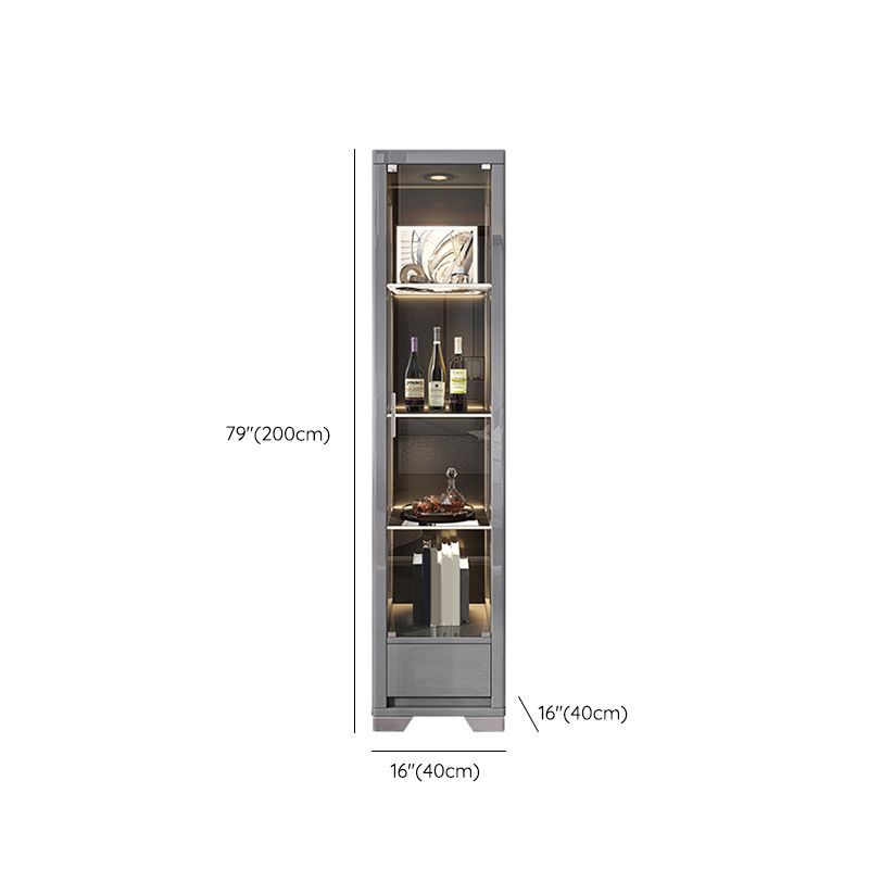 Modern Wood Curio Cabinet Glass Doors Storage Cabinet for Living Room