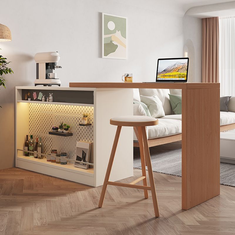 Modern Rectangle Wood Counter Table 2 Pieces Bar Table Set for Living Room