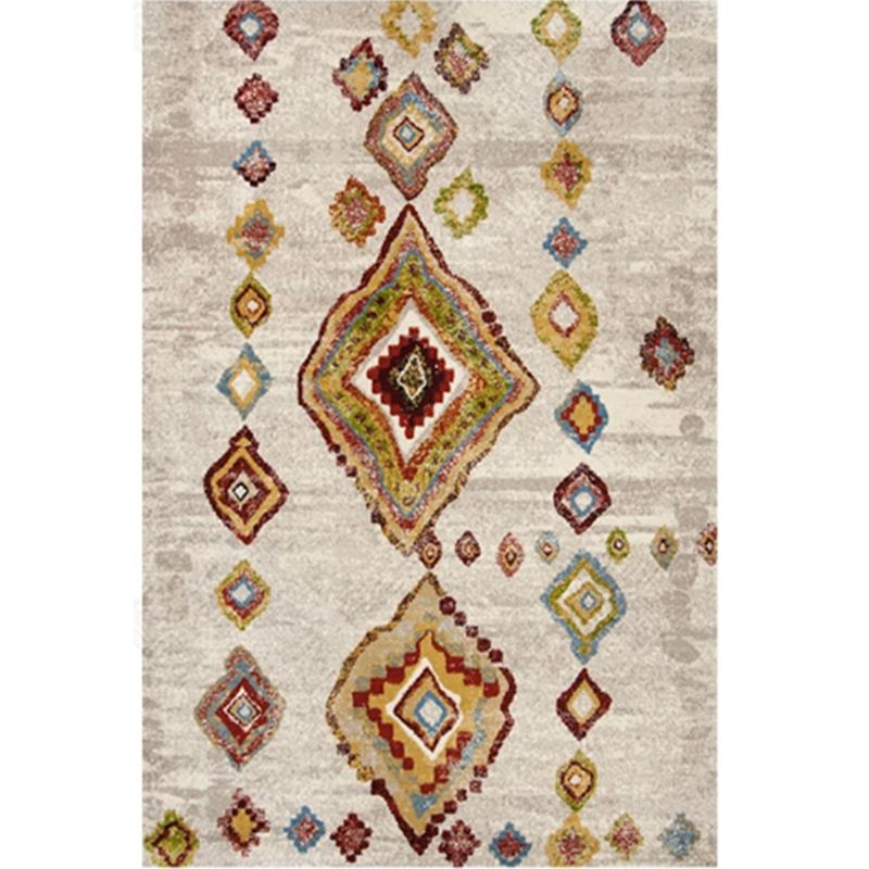 Antique Moroccan Rug Multi-Colored Geometry Patterned Rug Non-Slip Pet Friendly Stain Resistant Rug for Room