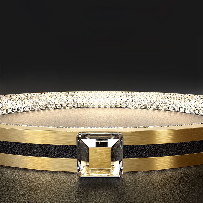 Postmodern Elliptic Hanging Lamp Aluminum Dining Room LED Island Lighting in Gold