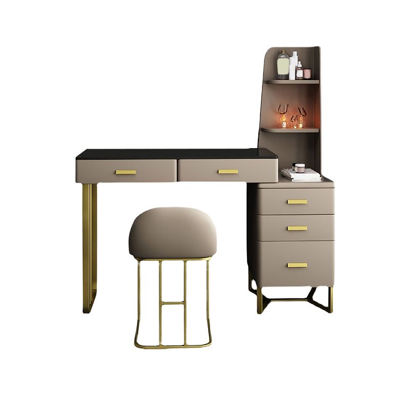 2-piece Vanity Table Set with Padded Stool Metal Make-up Vanity