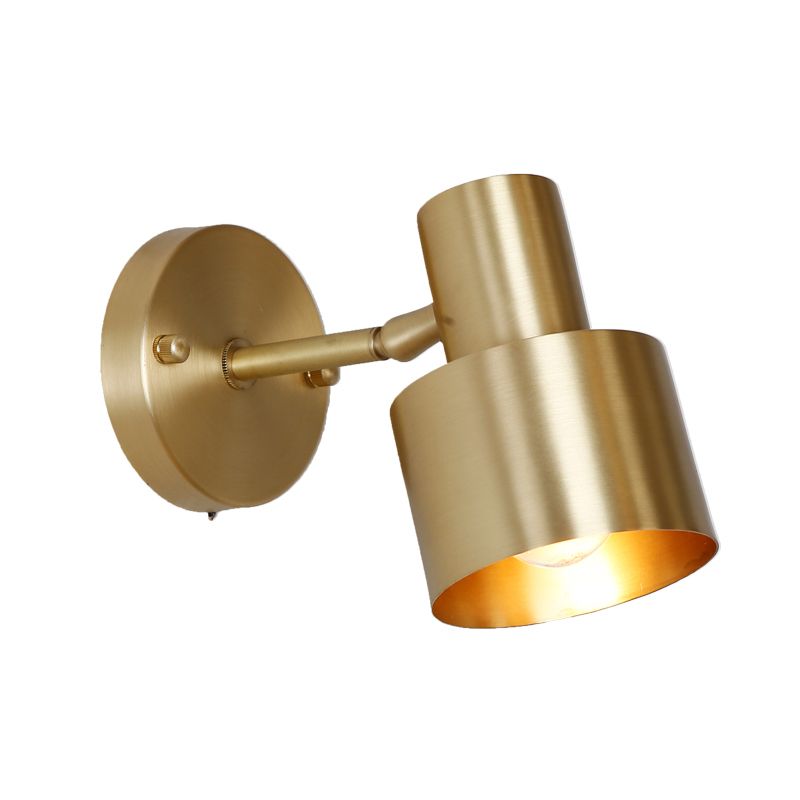 Nordic Luxury Style Cylinderical Wall Mounted Light Fixture Copper 1 Light Sconces