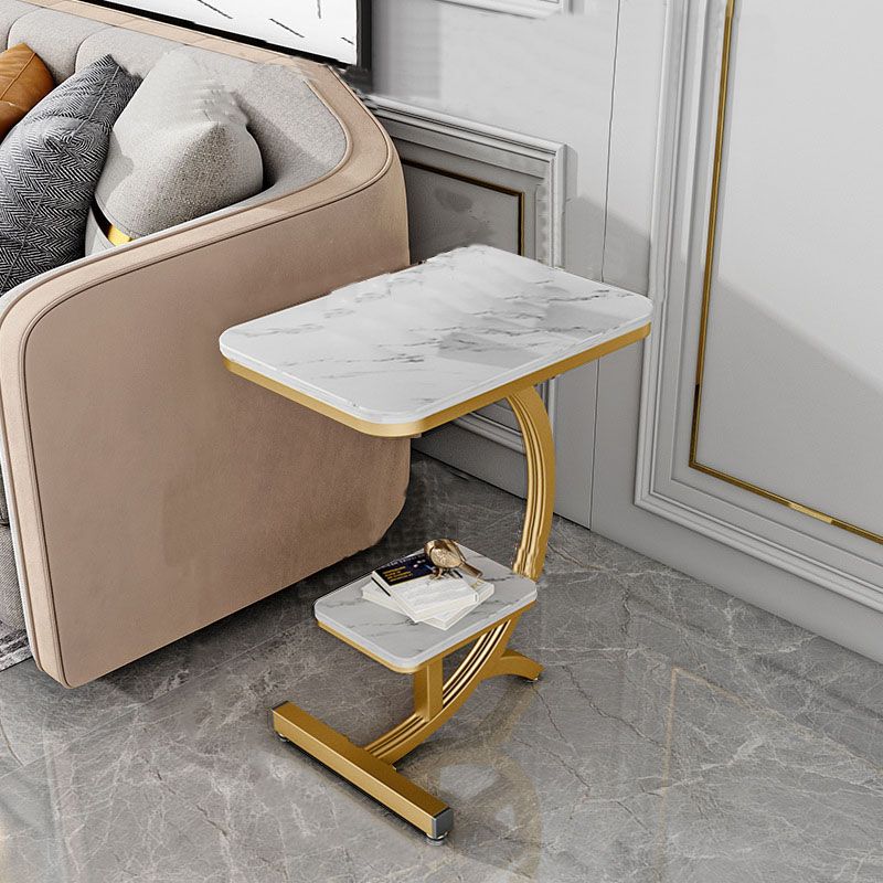 Minimalist Abstract End Table Rectangular Side Table with Storage